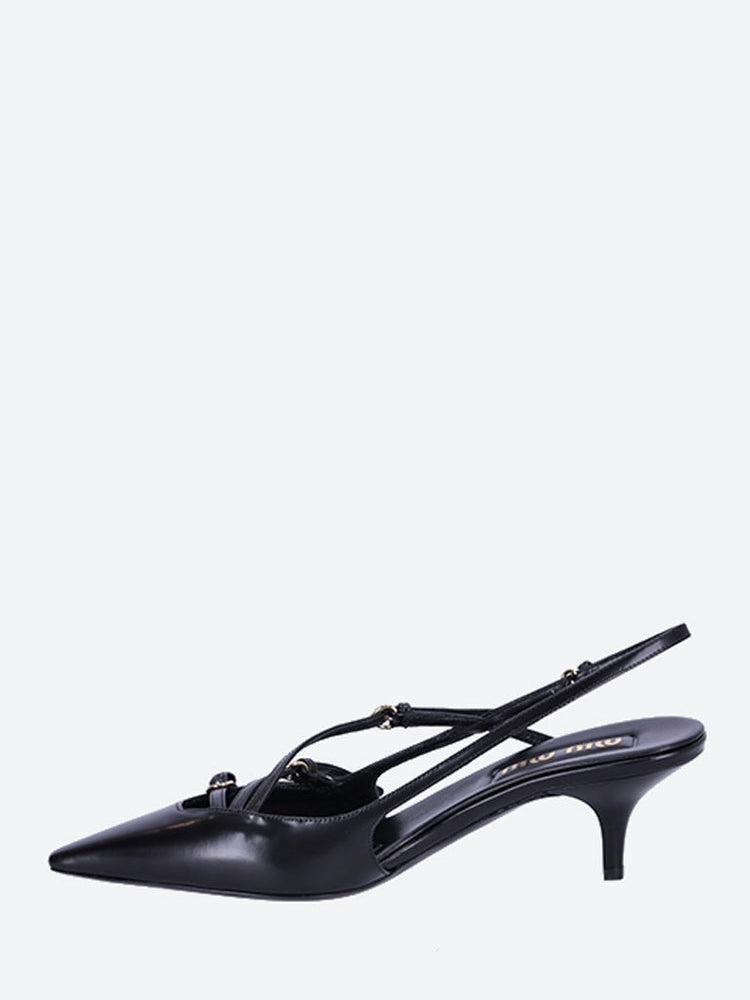 Brushed leather slingbacks with buckles 4