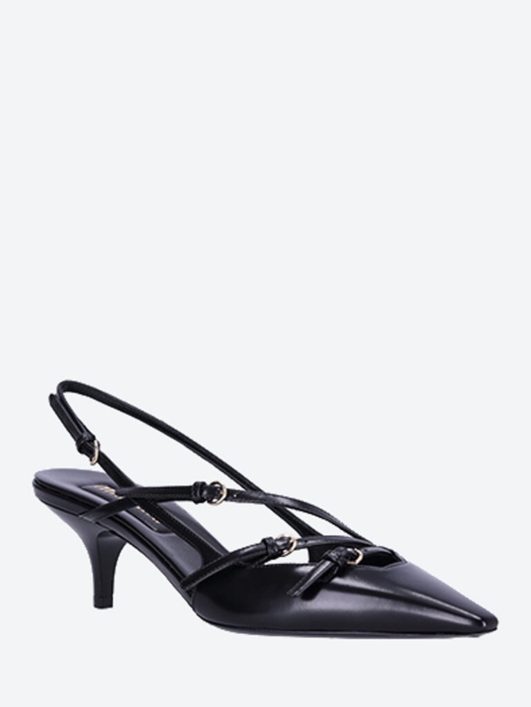 Brushed leather slingbacks with buckles 2