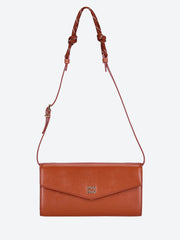 Leather wallet with leather and cord shoulder strap ref: