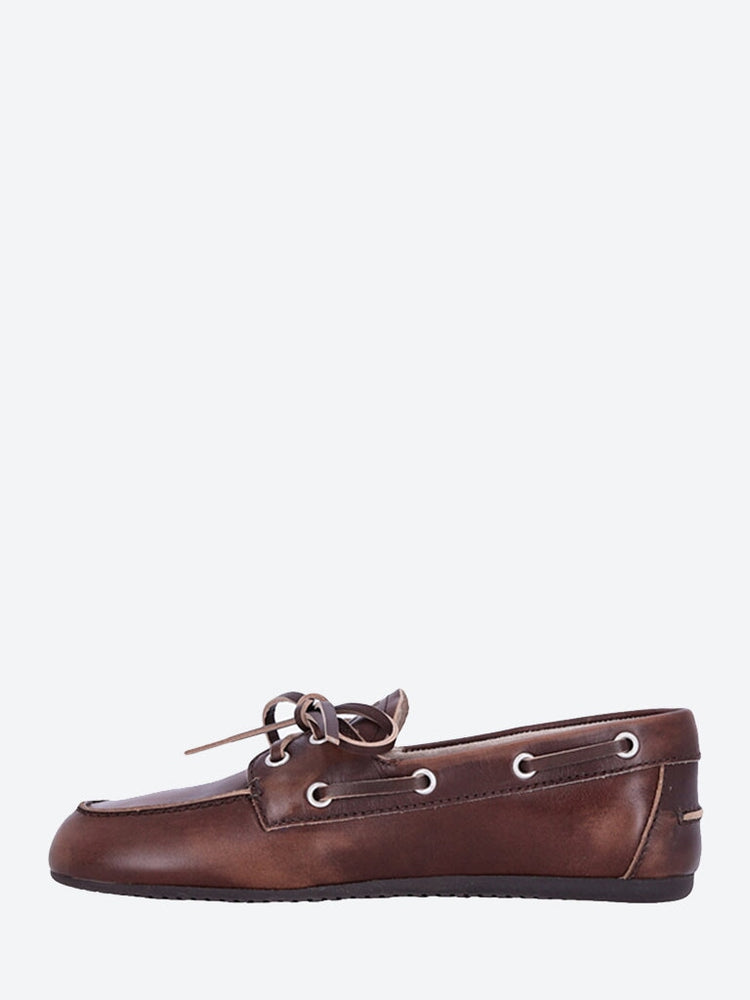 Unlined bleached leather boat shoes 4