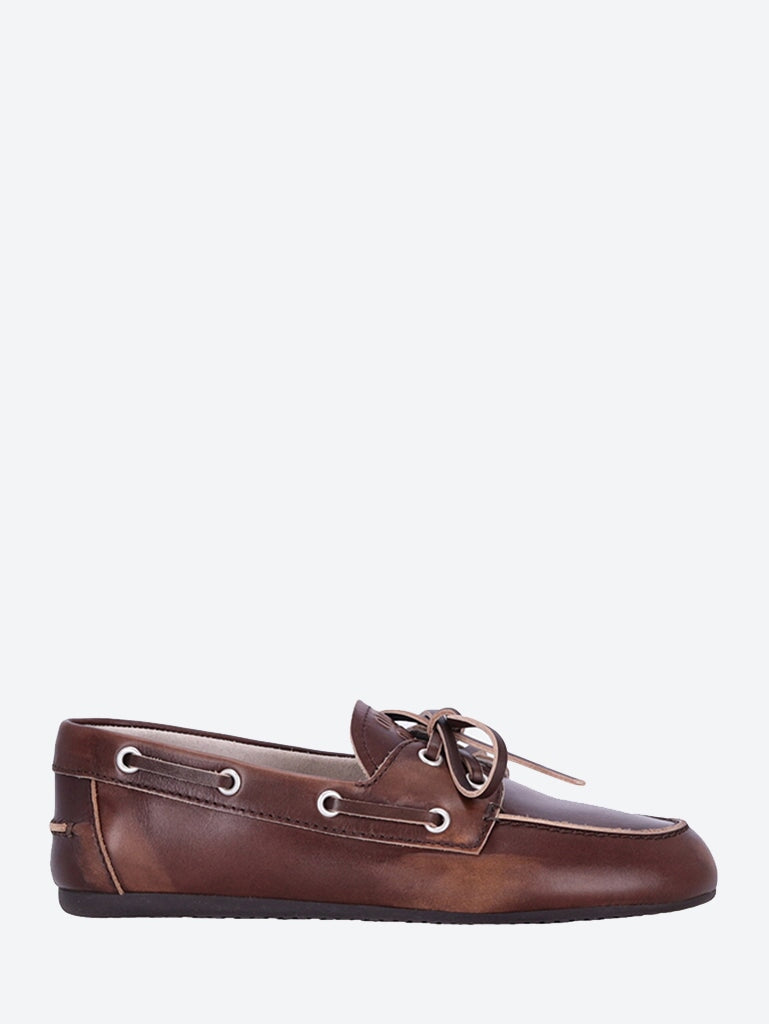 Unlined bleached leather boat shoes 1