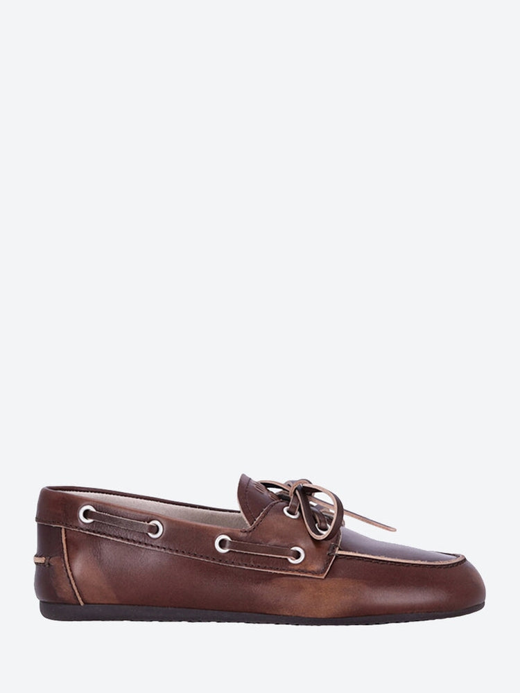 Unlined bleached leather boat shoes 1
