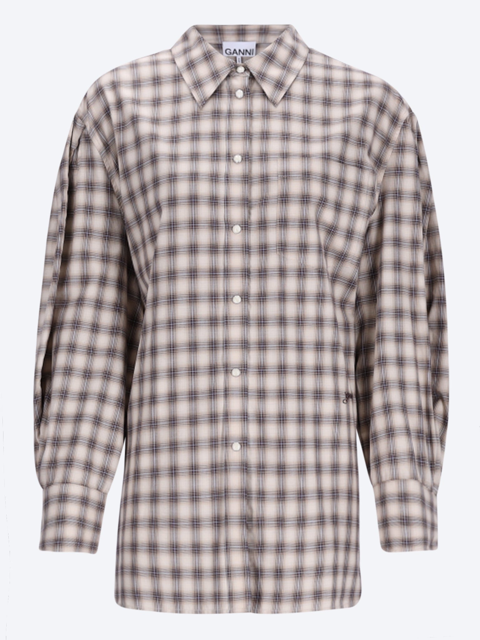 Chemise manches plissées en flanelle à carreaux légers 1