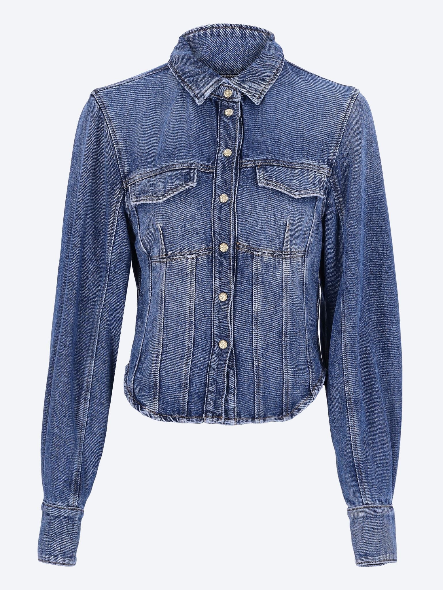 Light denim corsage shirt 1