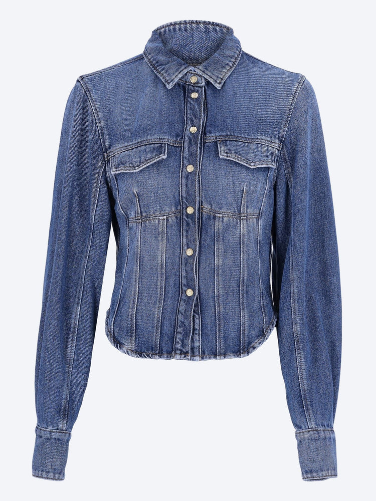 Light denim corsage shirt 1
