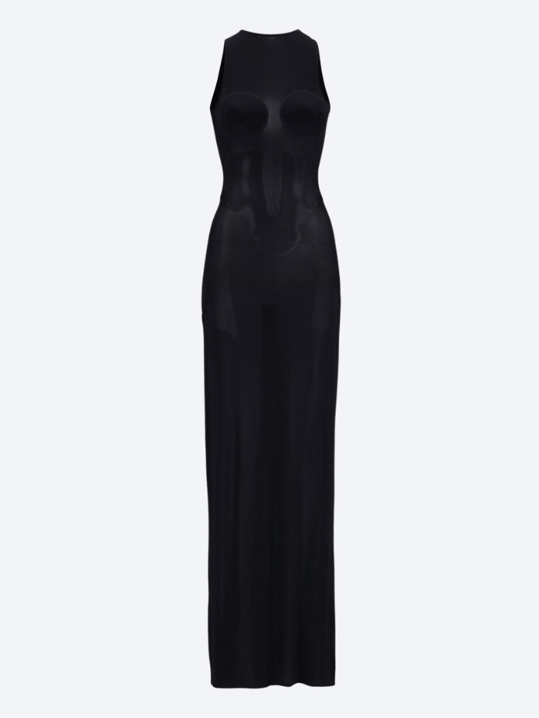 Light jersey long dress with covered cup detail dress 1