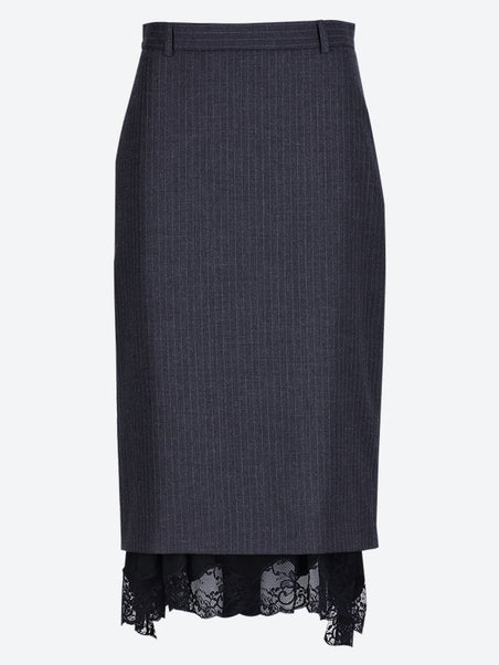 Light pinstripe wool lingerie skirt