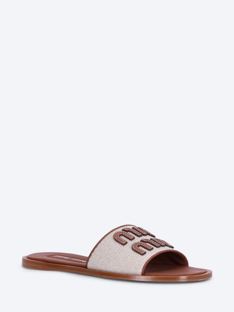 Canvas and leather slides 2