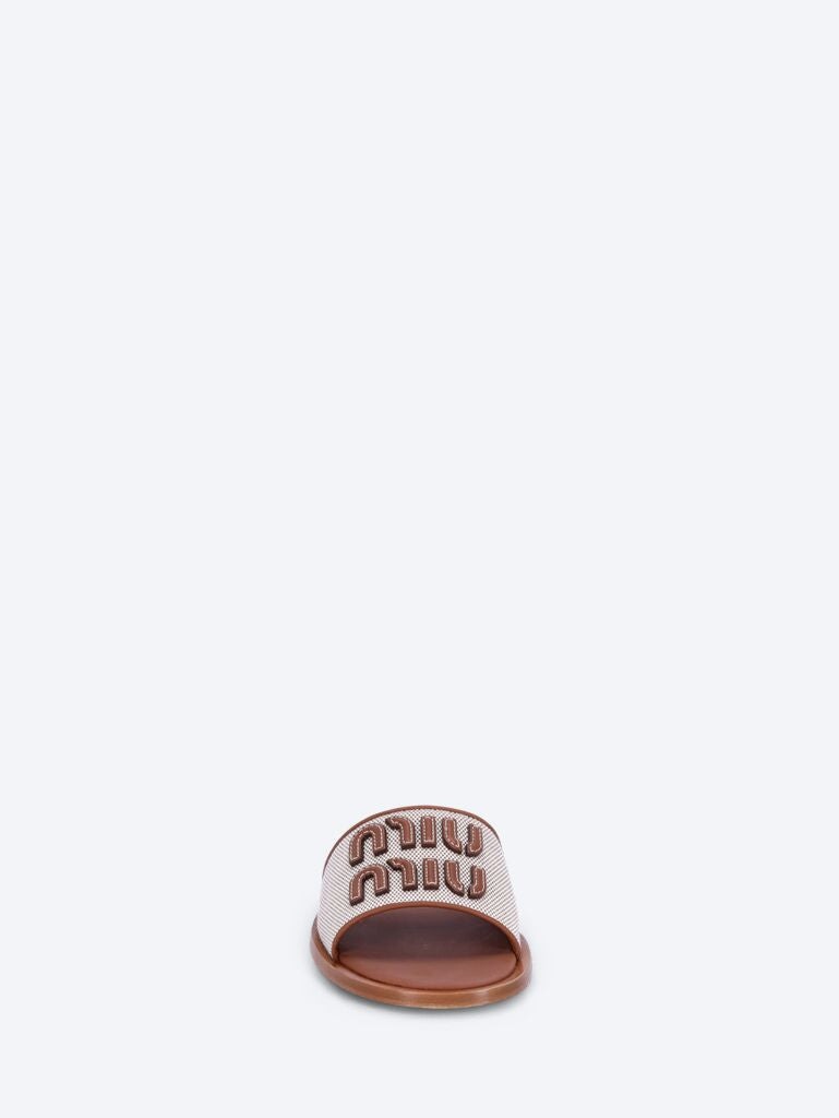 Canvas and leather slides 3