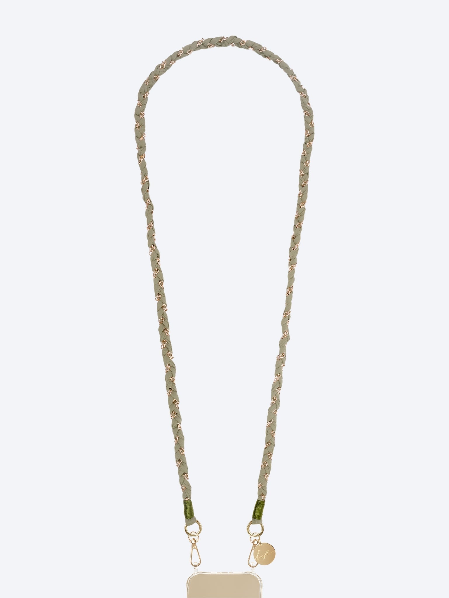 Long doha khaki & gold fabric chain 120cm 1