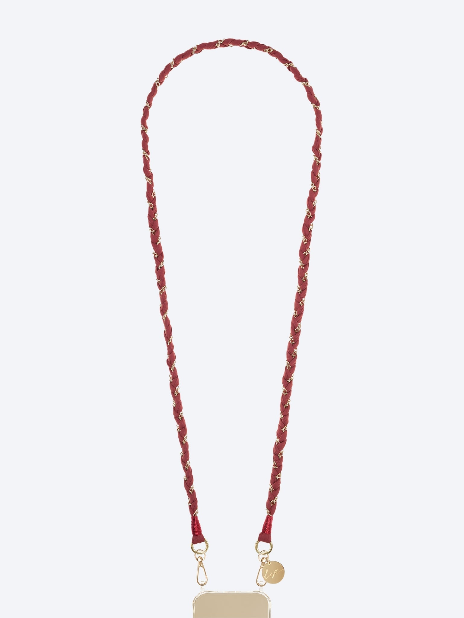Long doha terracotta & gold fabric chain 120cm 1
