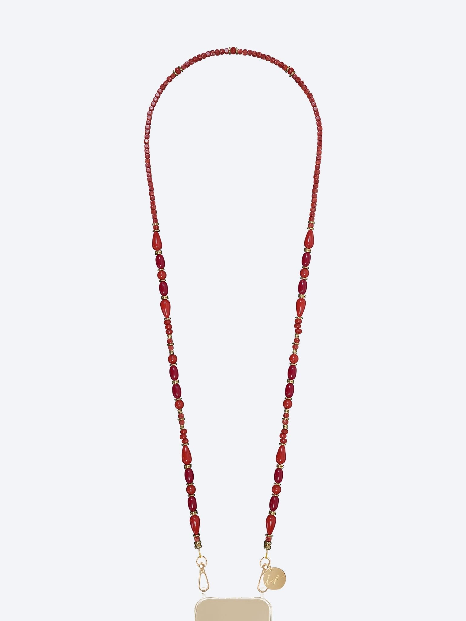 Long francesca dark red pearl chain 120cm 1