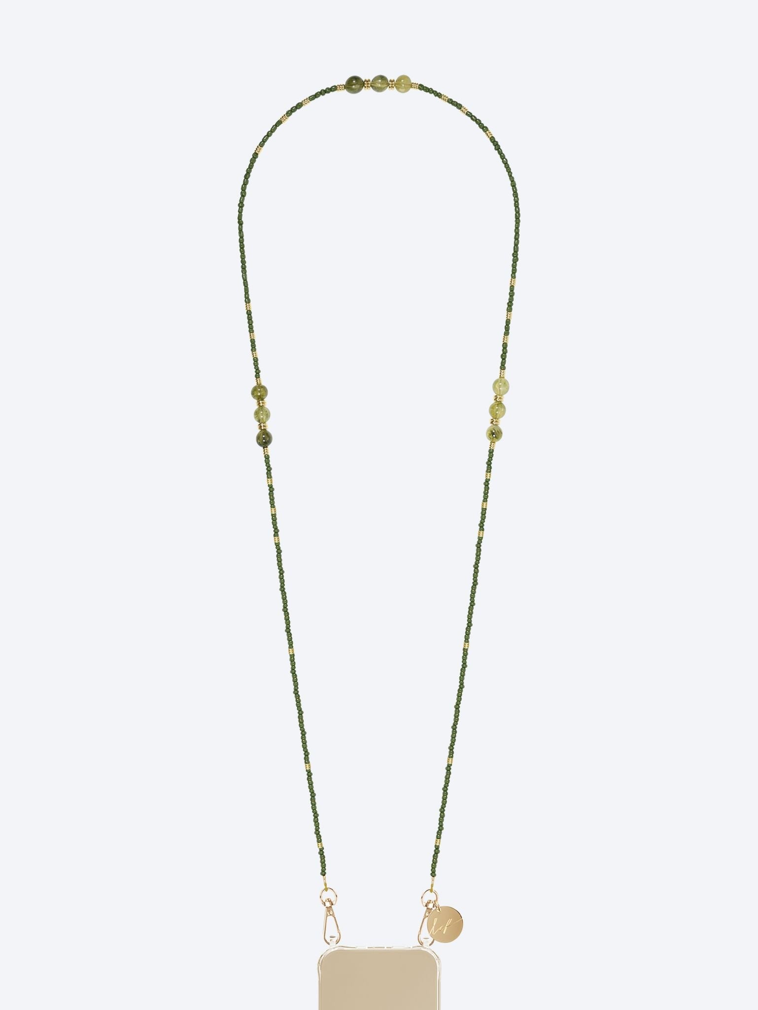 Long iris khaki pearl chain 120cm 1