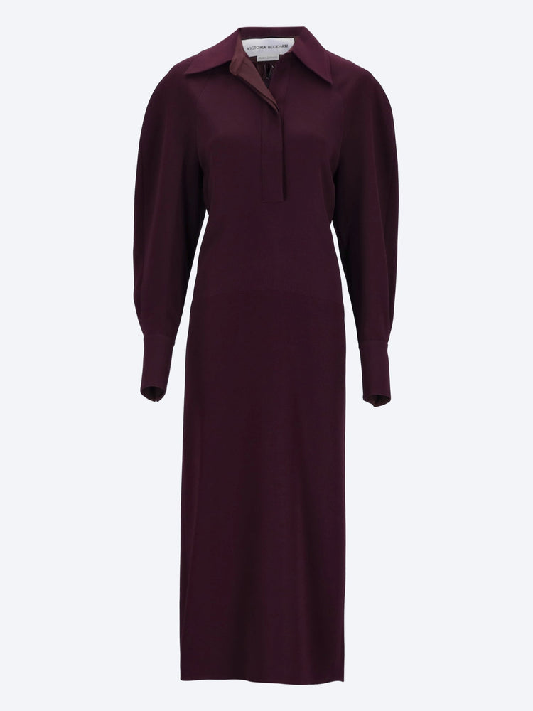 Long sleeve polo collar midi dress 1