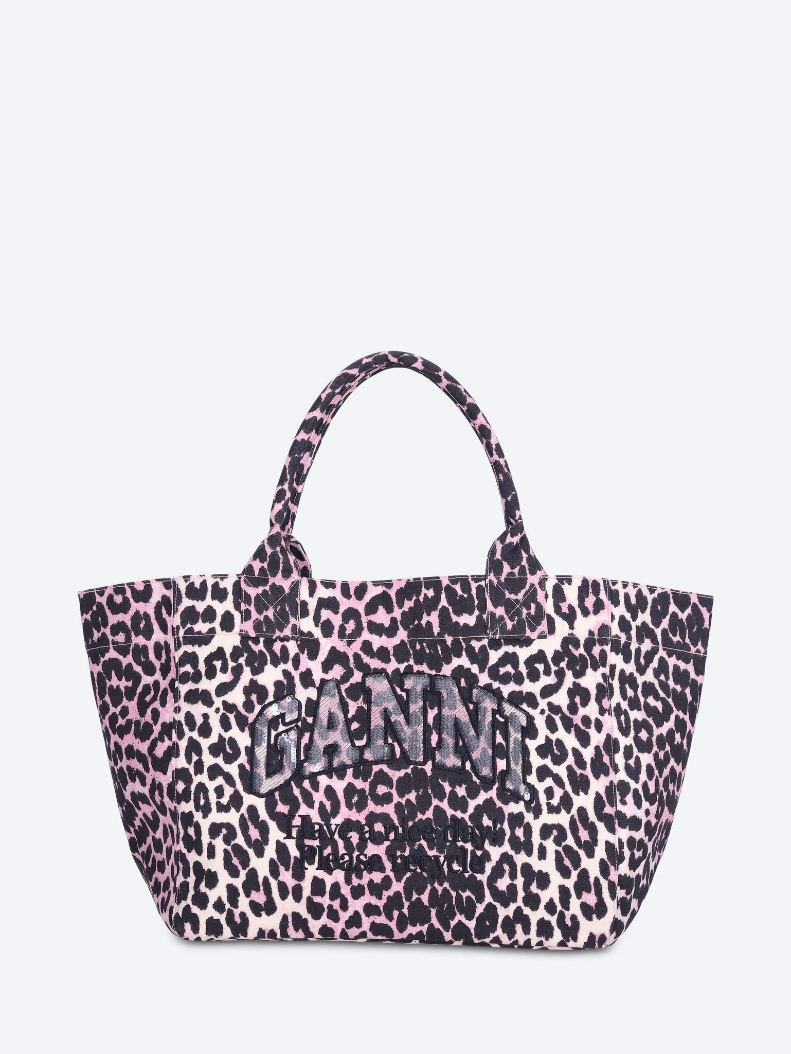 Medium trapeze printed sequin tote bag 1