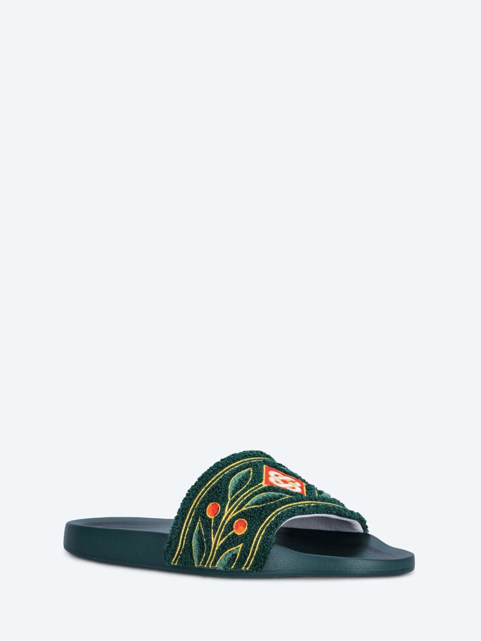 Mens embroidered terry sliders 2