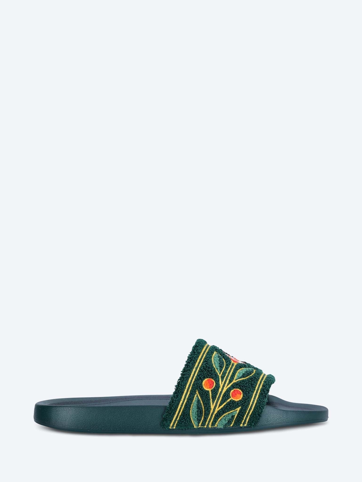 Mens embroidered terry sliders 1