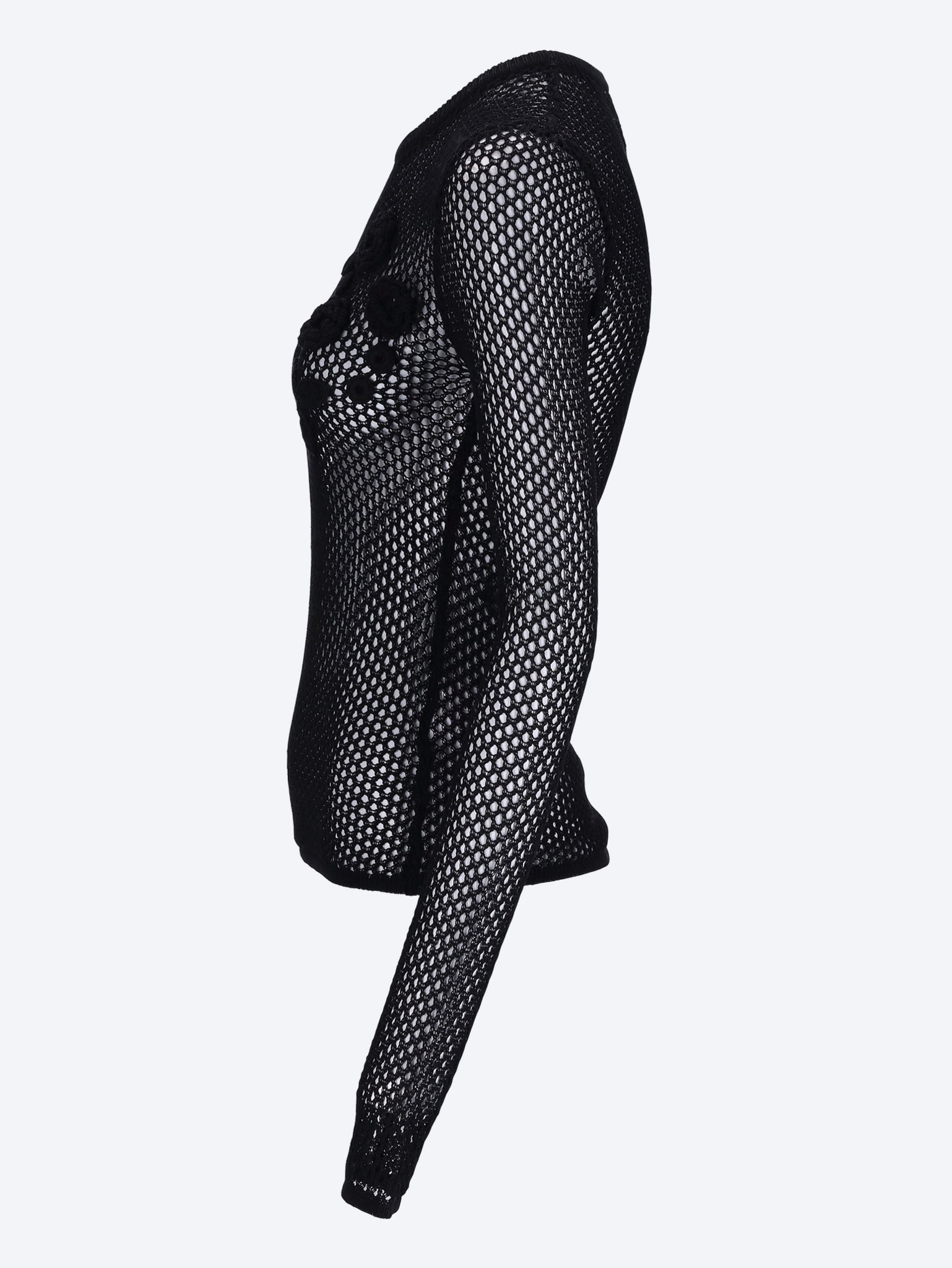 Mercerized cotton mesh pointelle longsleeve top 2