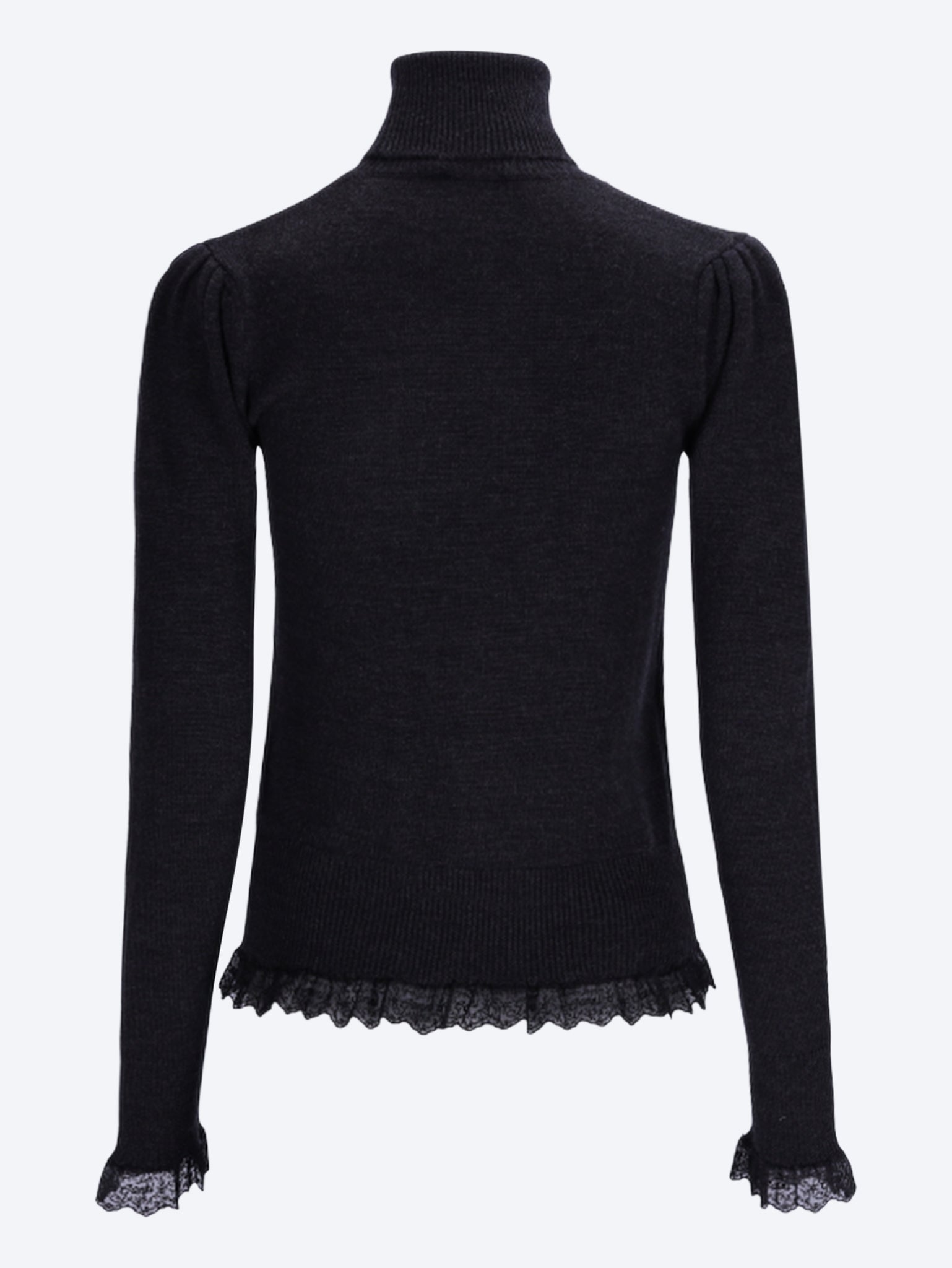 Pull col roulé mérinos détails dentelle 3