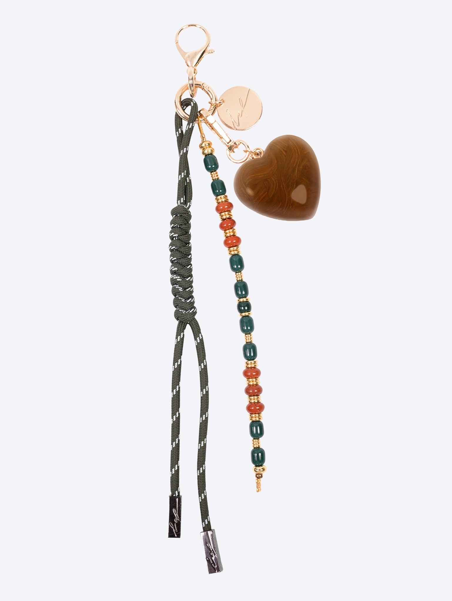 Mirco kaki and heart and pearl bag jewel 30cm 2
