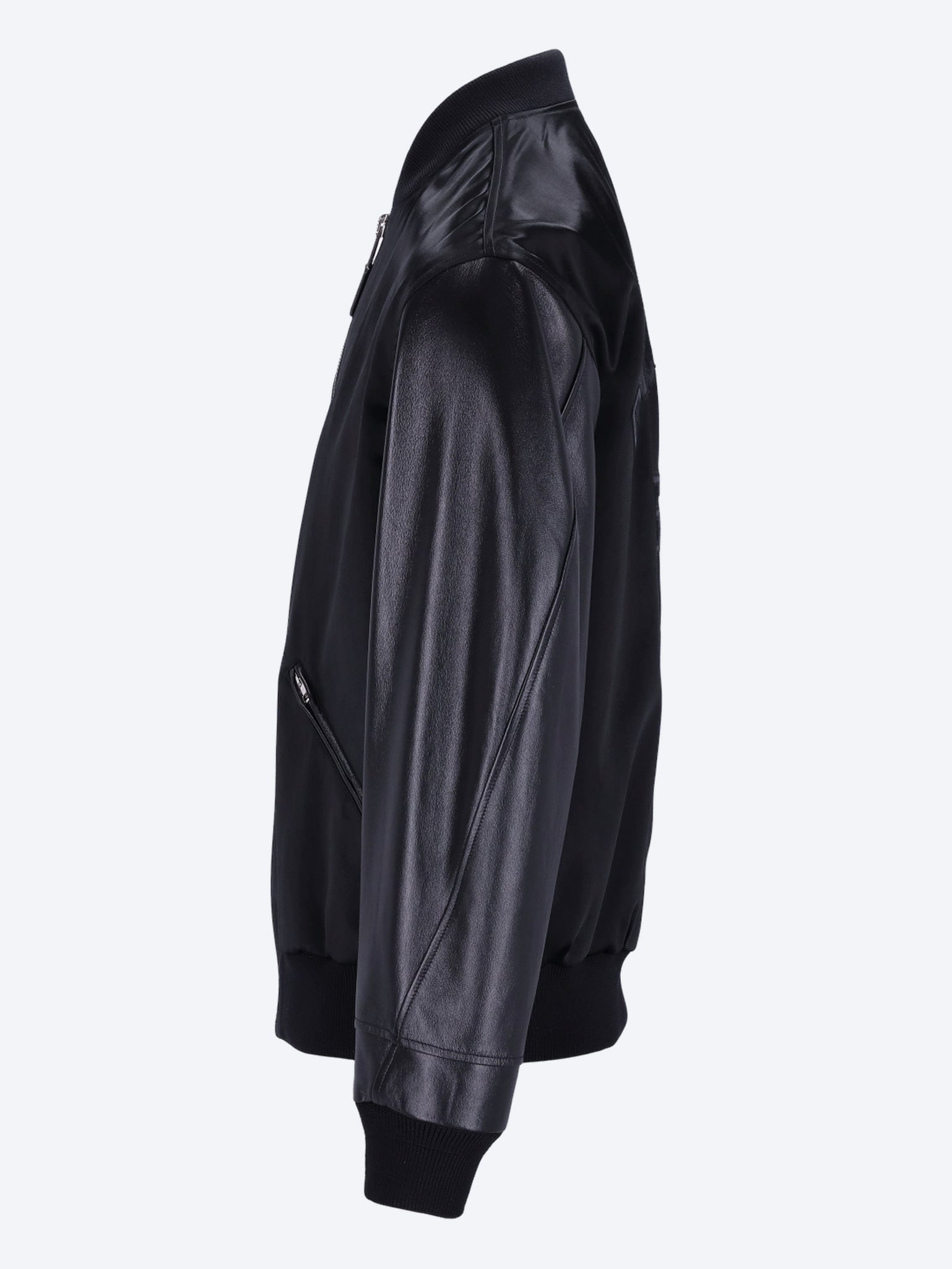 Bomber en satin et cuir nappa 2