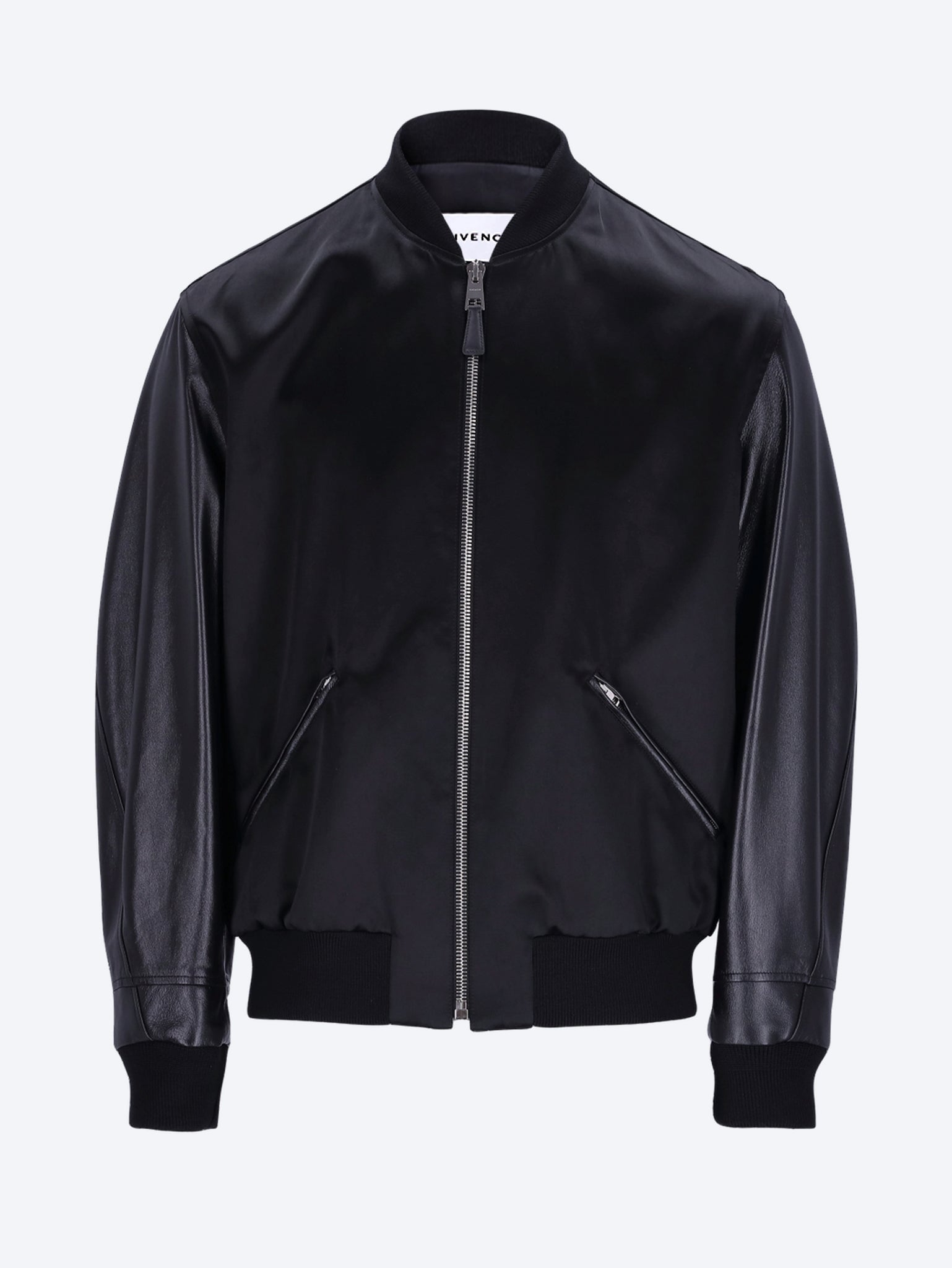 Bomber en satin et cuir nappa 1