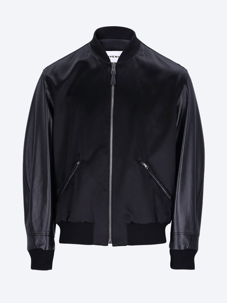 Bomber en satin et cuir nappa 1