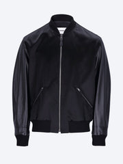 Bomber en satin et cuir nappa ref: