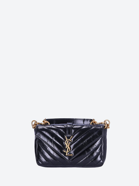 COLLEGE mini chain bag in shiny crackled leather