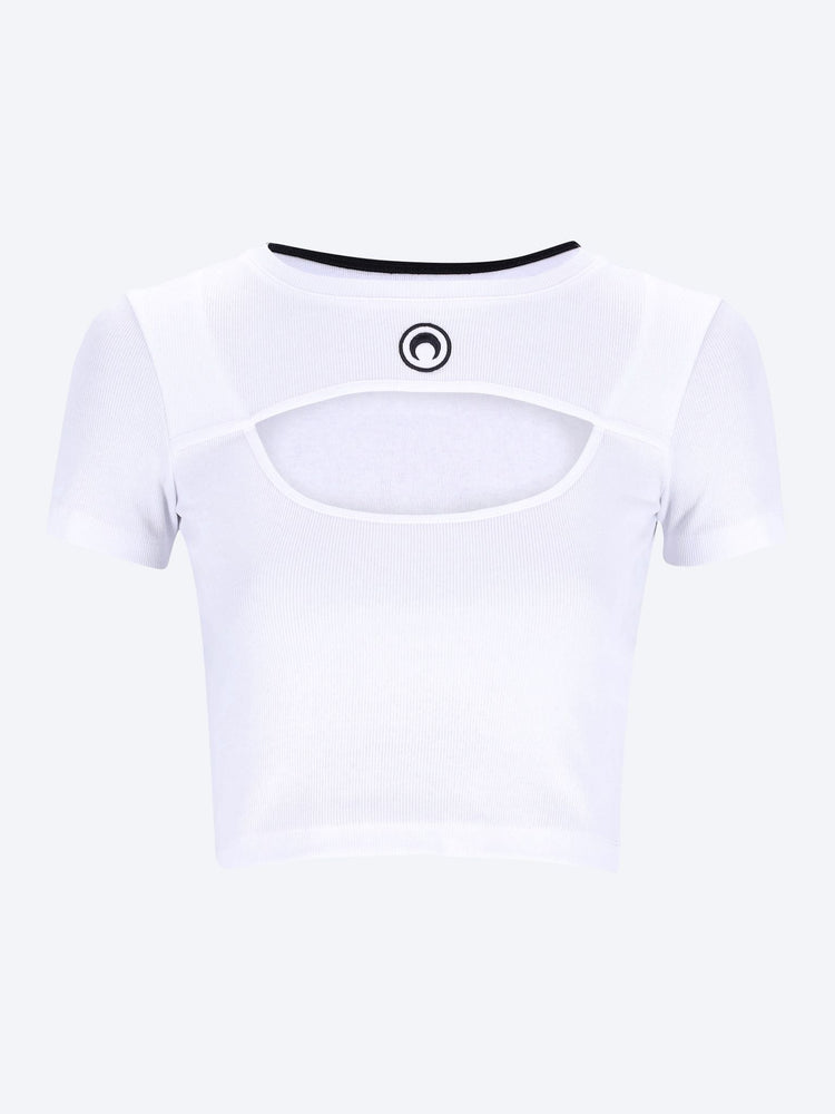 Moon logo ribbed cut-out t-shirt 1