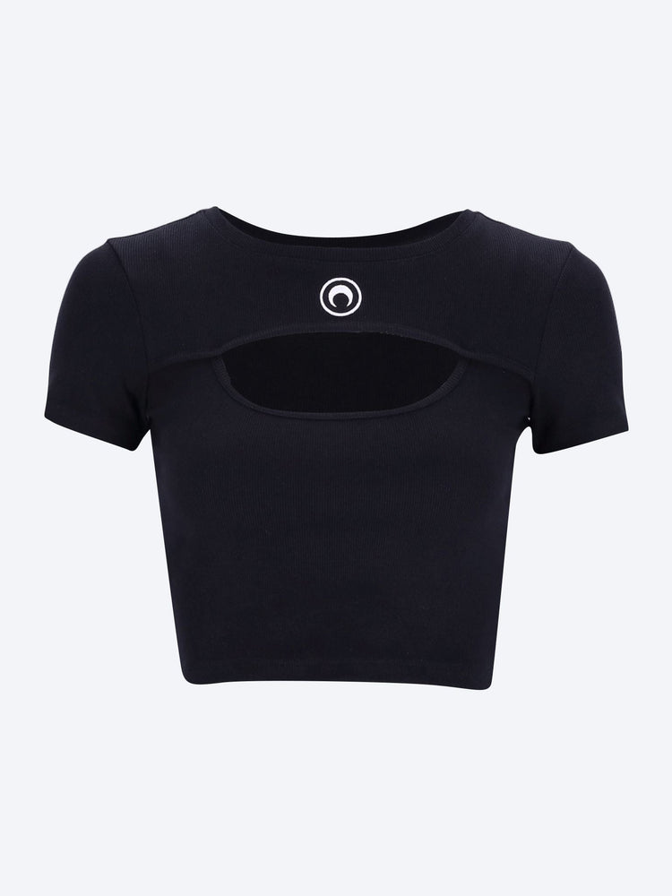 Moon logo ribbed cut-out t-shirt 1