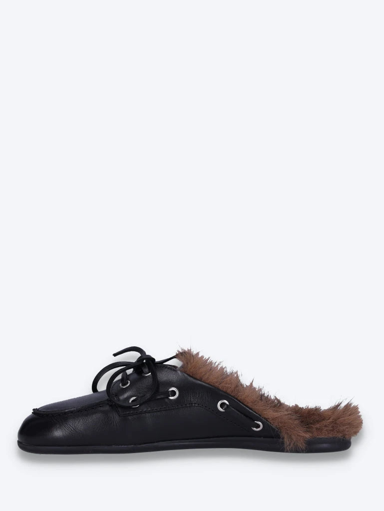 Mule aus haarigem Fell – Boots-Loafer aus weichem Leder 4