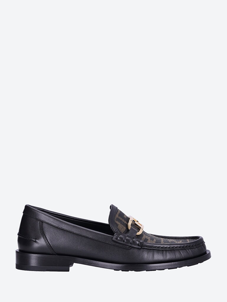 Olock ff jacquard leather loafers 1
