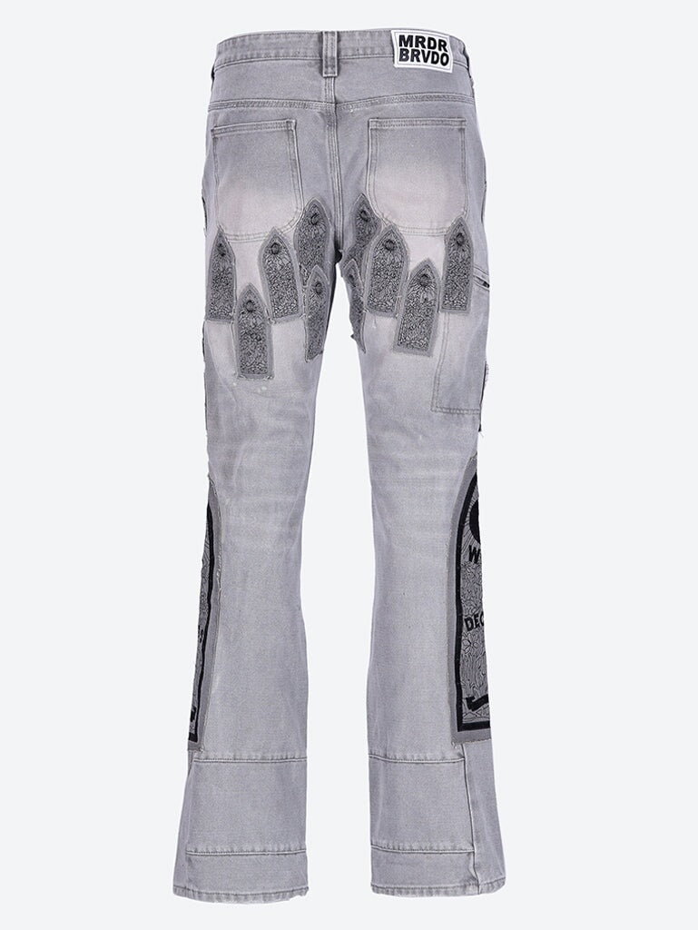 Patched arch embroidered pants 3