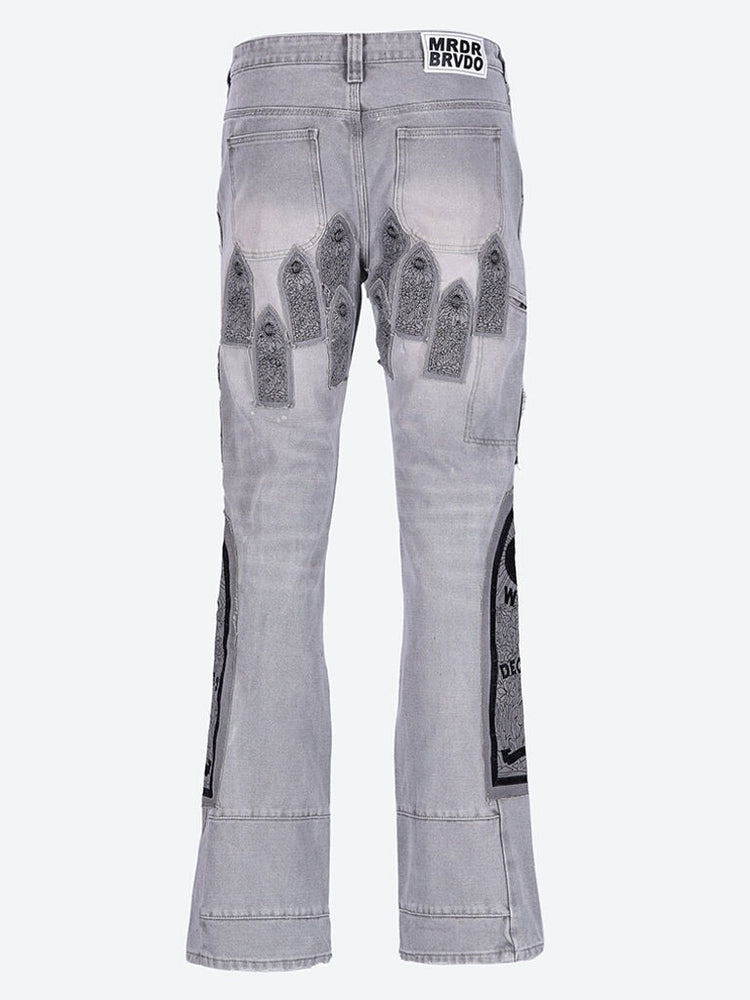 Patched arch embroidered pants 3