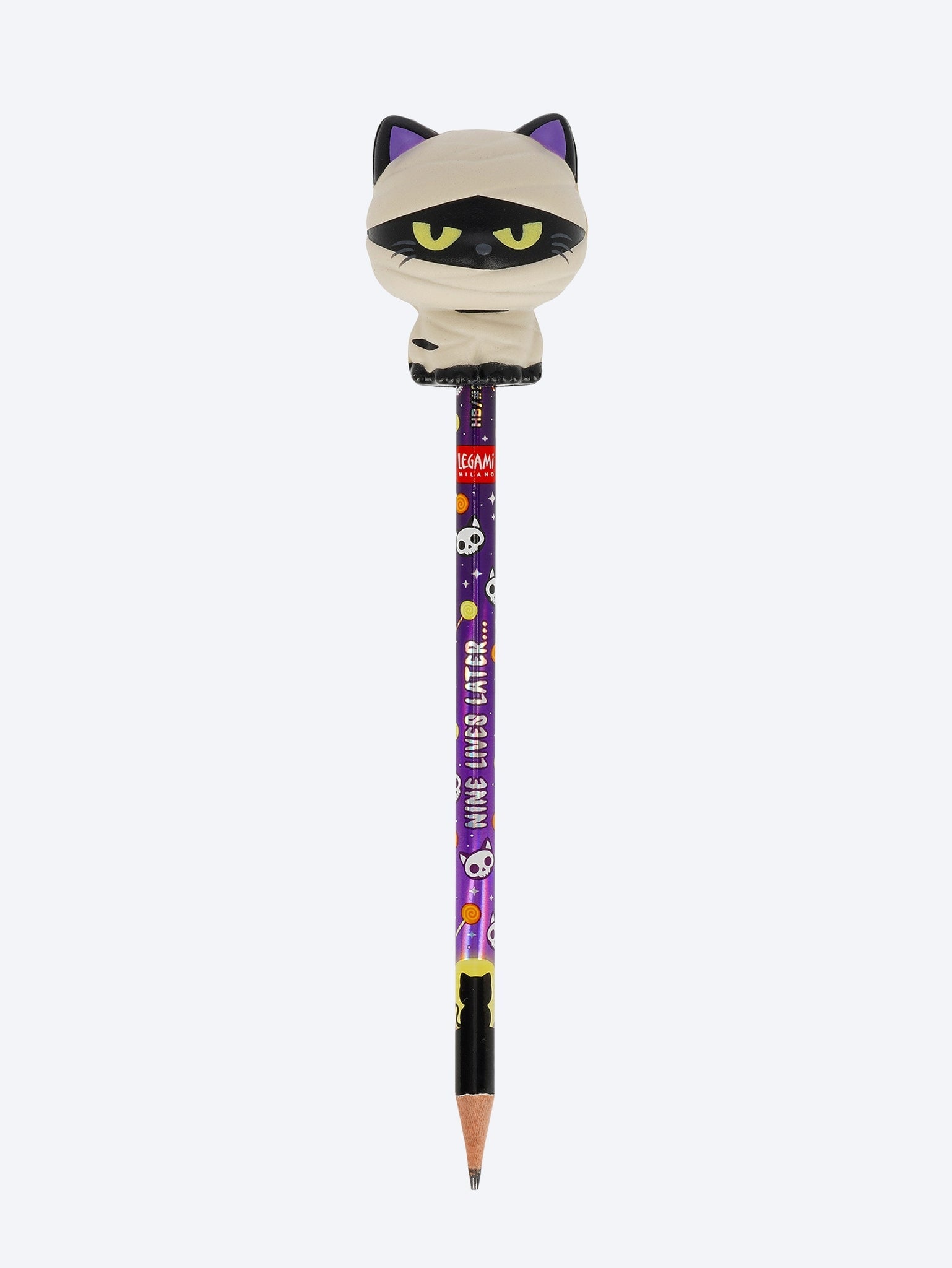 Pencil with halloween squishy mummy cat