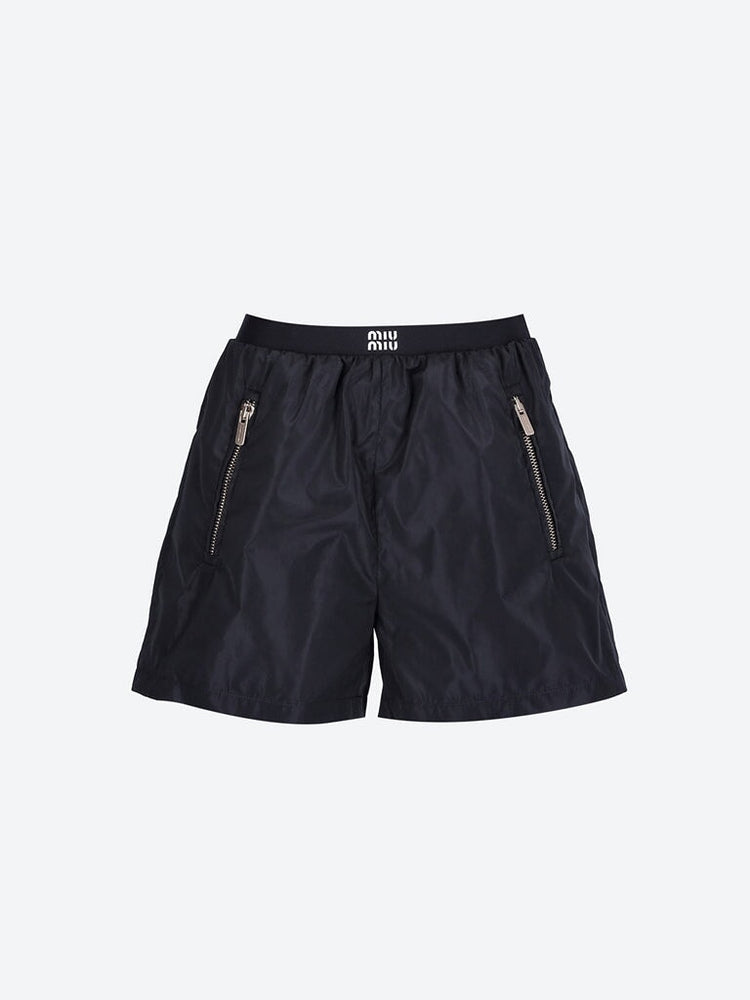 Technical silk shorts with printed logo 1