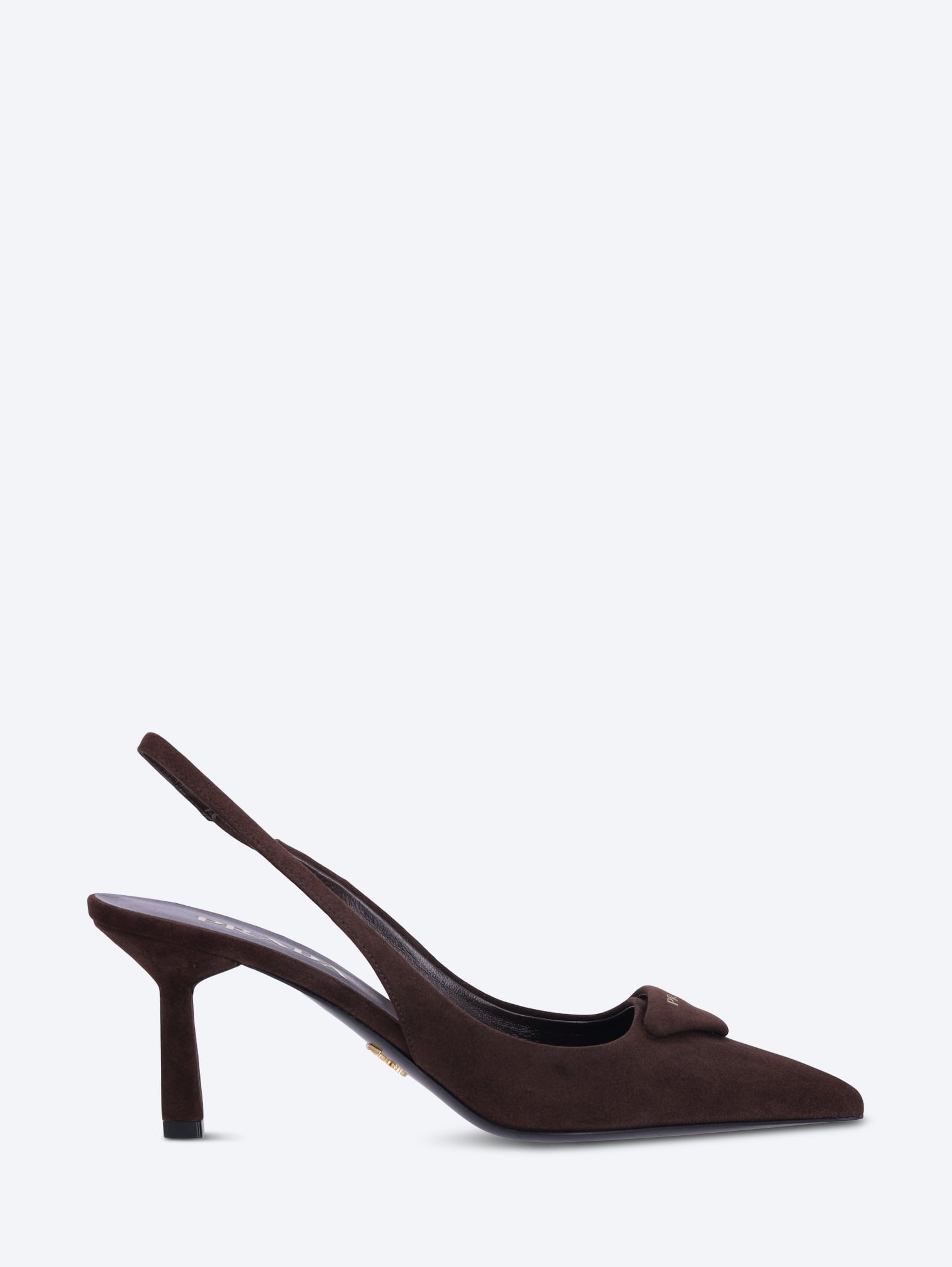 Prada logo camoscio leather open-heel pump 1