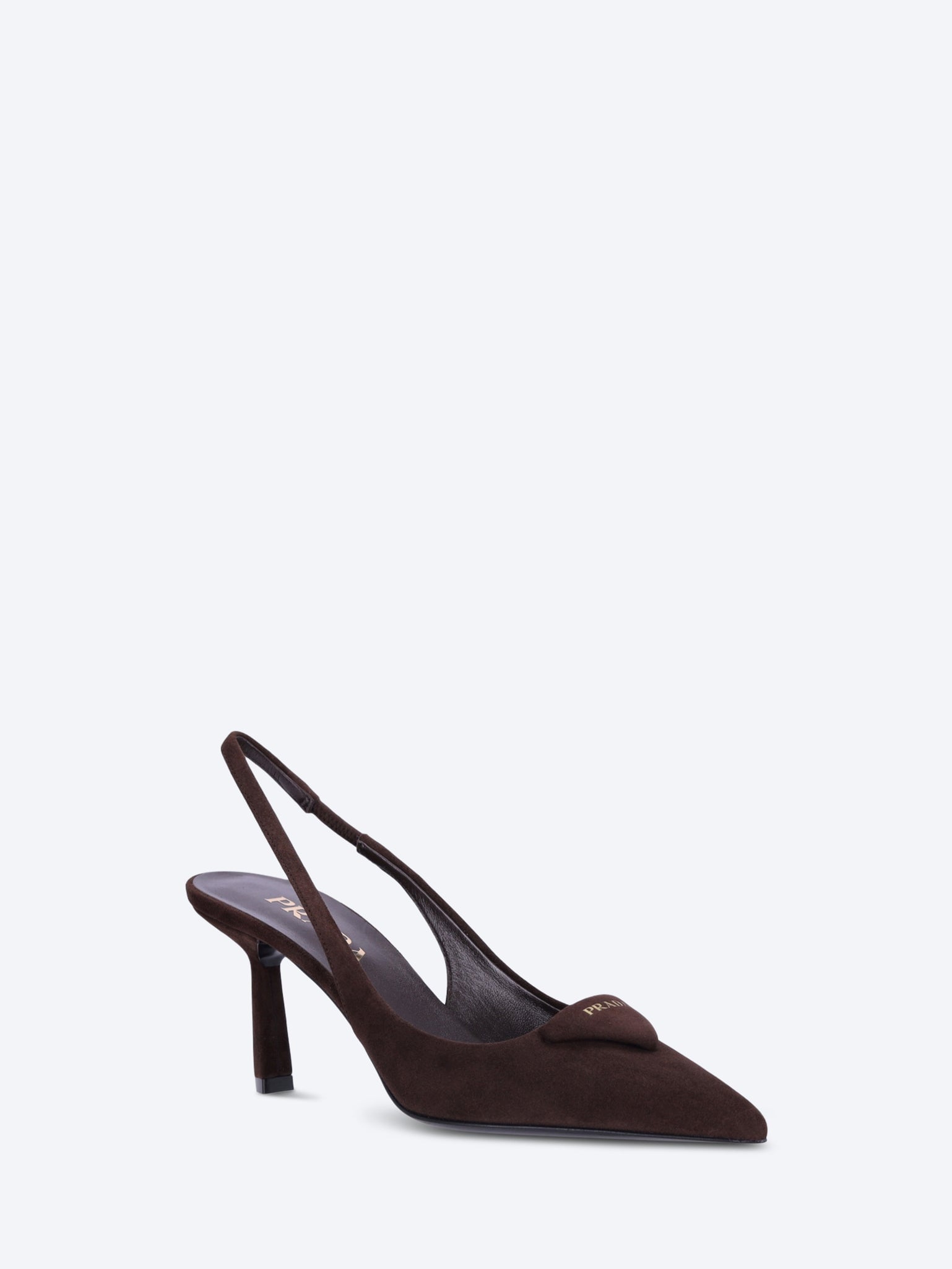 Prada logo camoscio leather open-heel pump 2