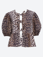 Ganni leopard Printed cotton poplin peplum blouse ref: