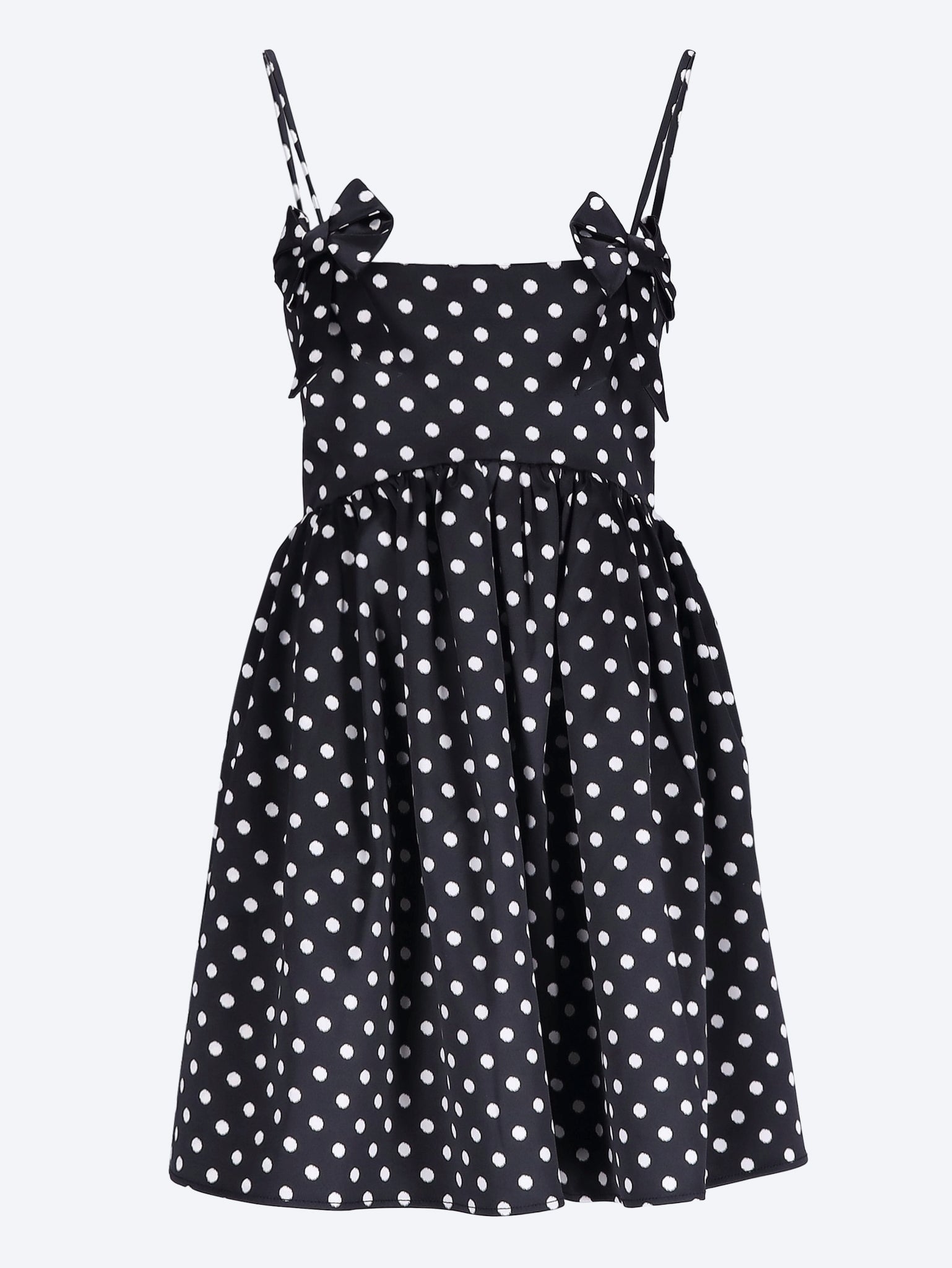 Printed double satin mini strap dress 1