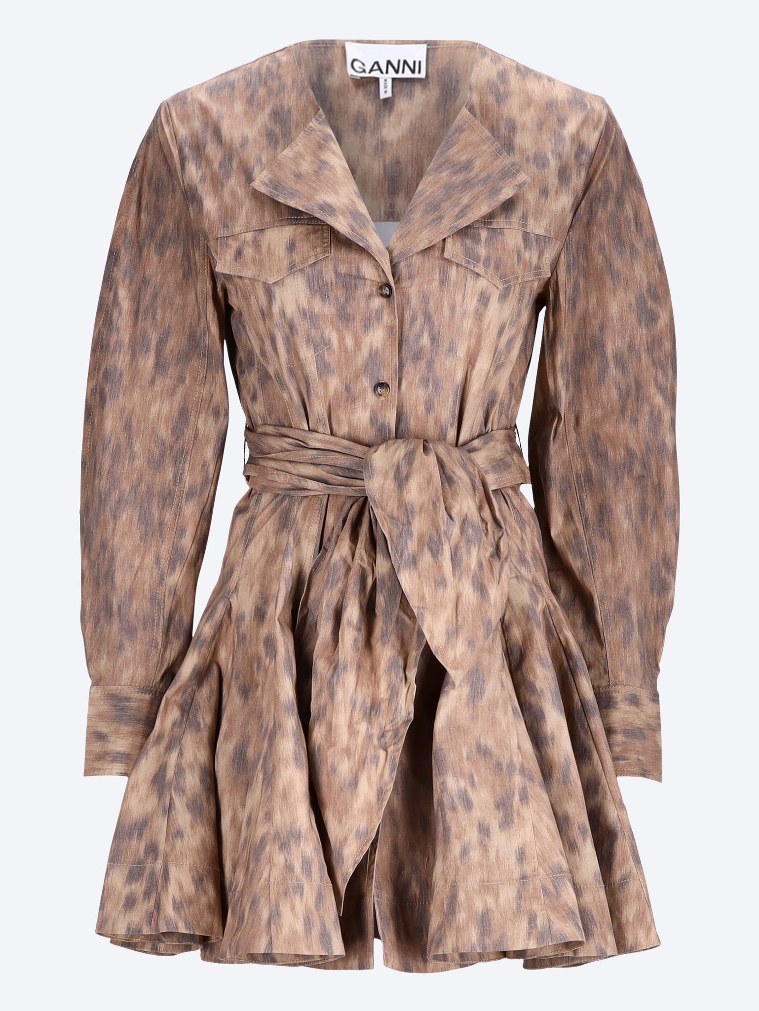 Printed stretch cotton mini shirt dress 1
