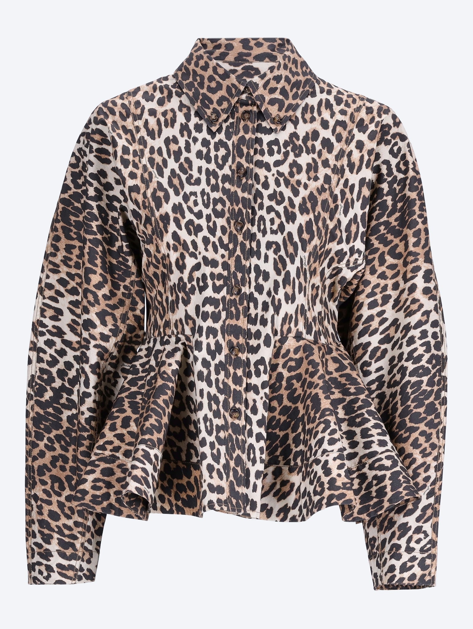 Printed stretch cotton peplum shirt 1