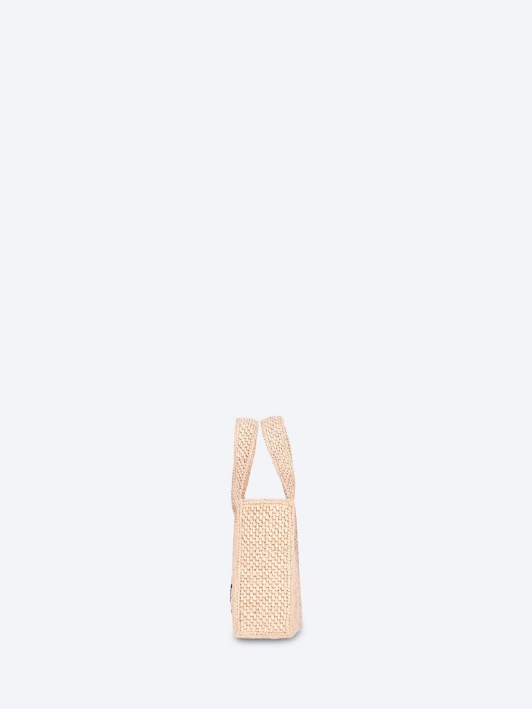 Mini loewe font tote in raffia 3