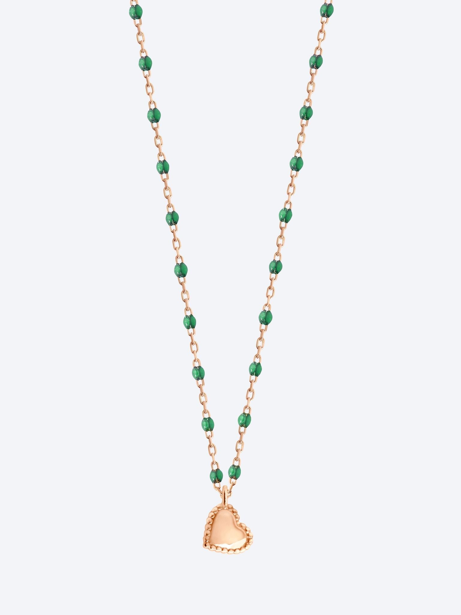 Rdc or rose lucky coeur resine vert emeraude 40 cm 1