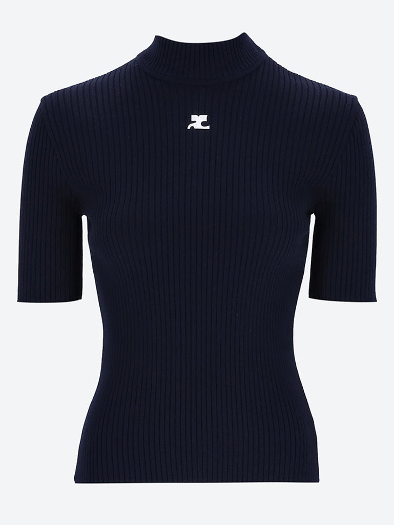 Reedition rib knit short sleeve sweater 1