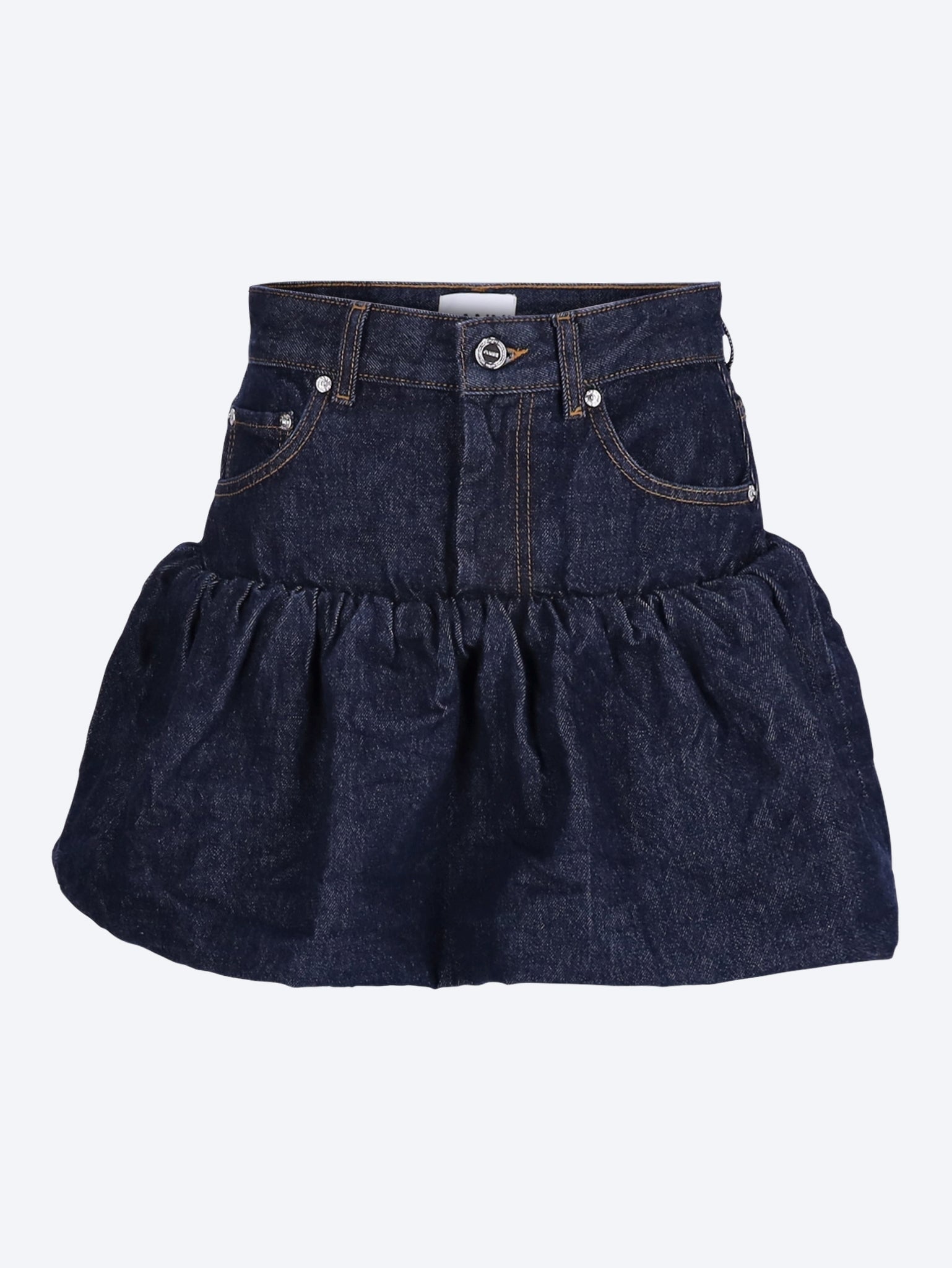 Rinse denim bubble mini skirt 1