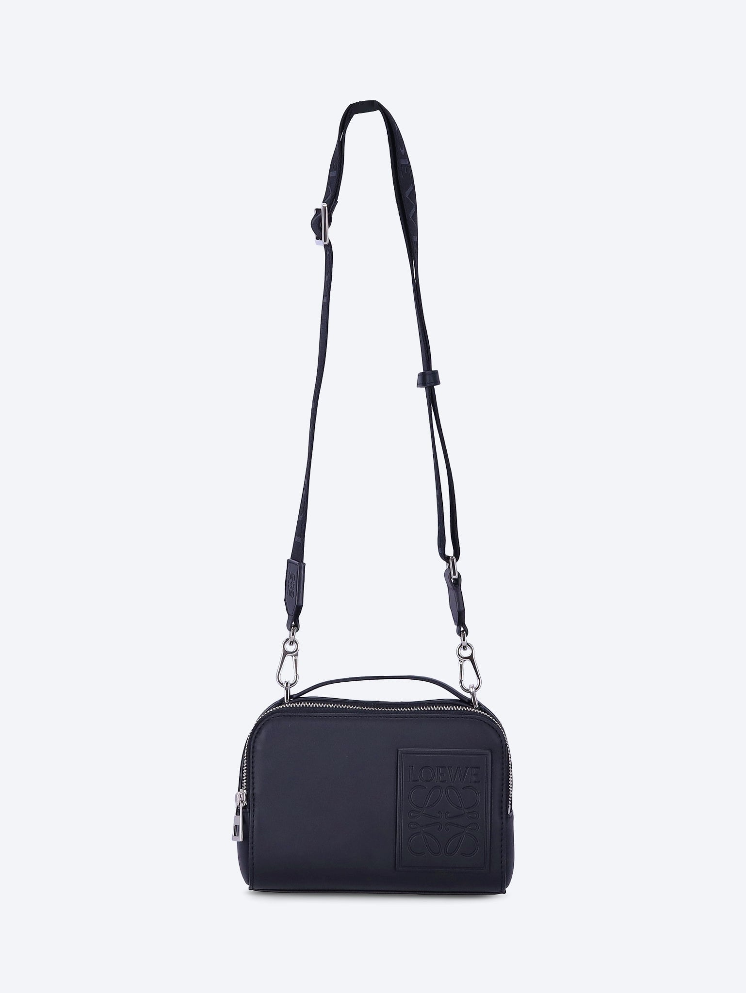 Satin leather loewe patch camera bag mini 3