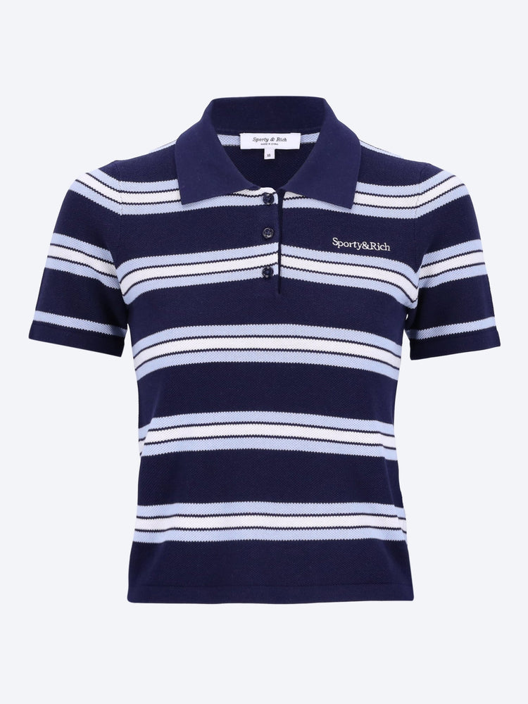 Serif logo silk pique cropped polo 1