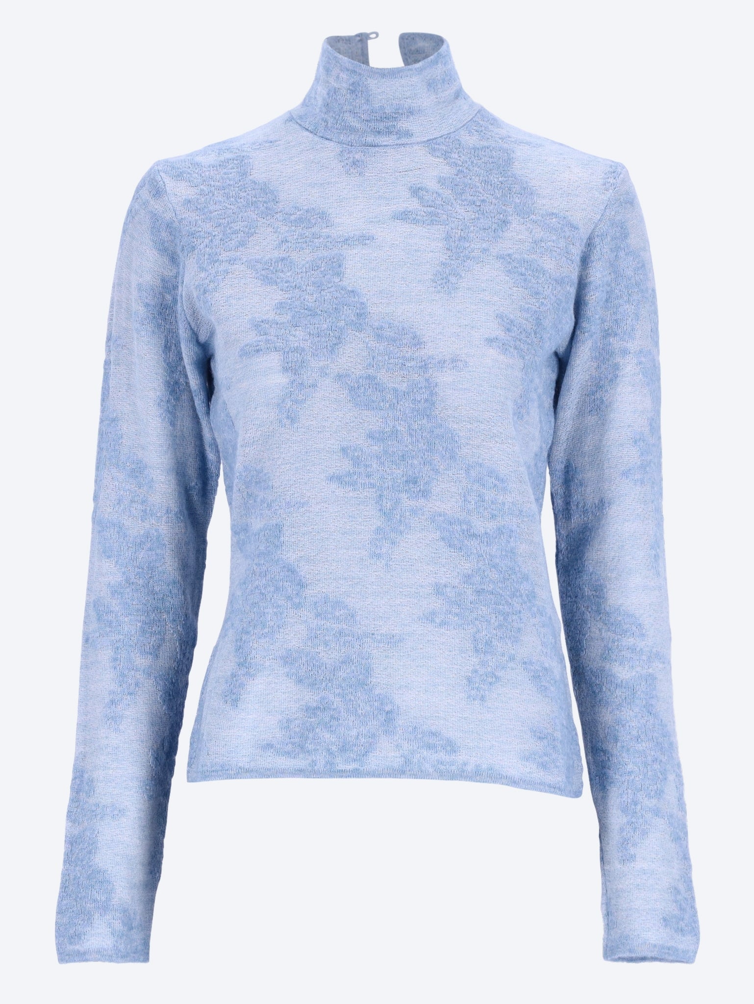 Sheer flower jacquard mockneck knitwear 1